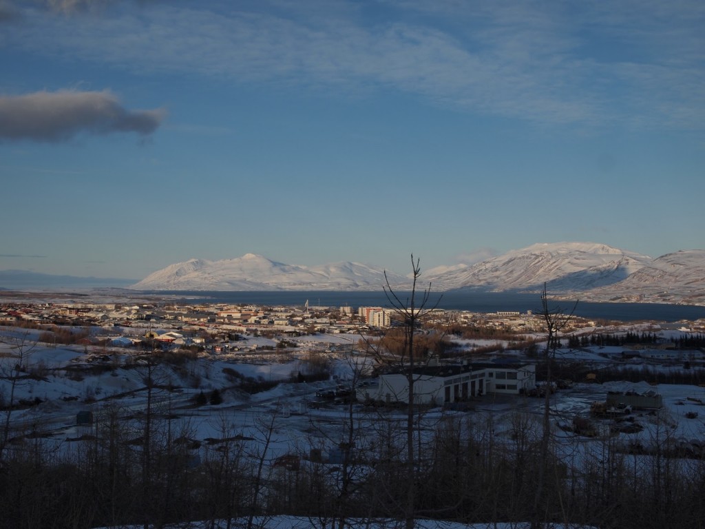 Akureyri from hillside above town