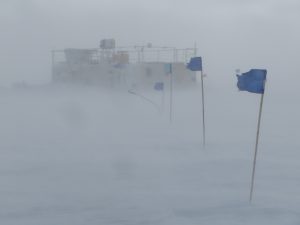 msf flagline in the blowing snow