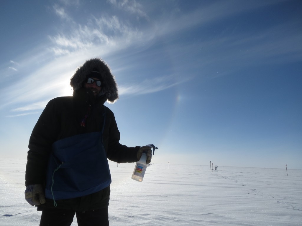 solar halo around science tech jason johns near NOAA anemometer